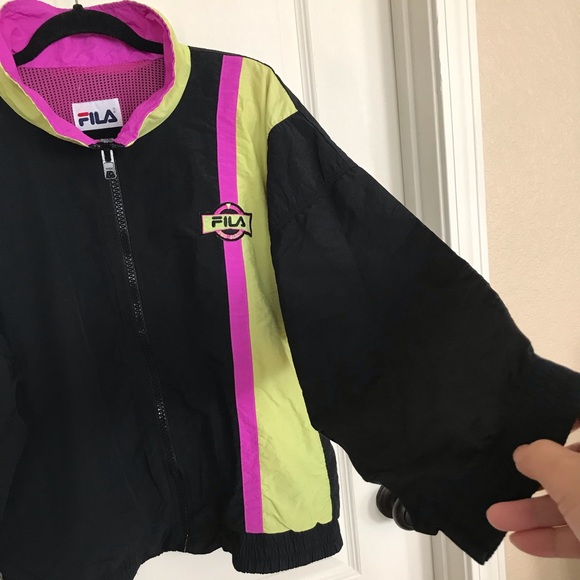 A beautiful black/magenta pink FILA zip up track jacket, Size Small - Picture 14 of 14
